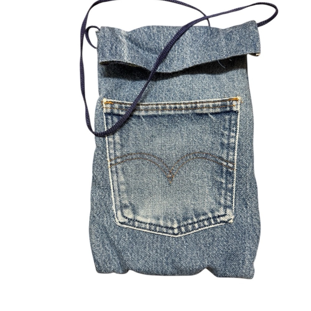 Upcycled Levi’s mini back pocket tote great vintage condition flannel lined